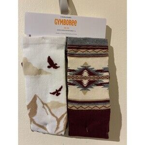 NWT Gymboree 2-Pack Rustic Redwood Crew Socks - Kids Shoe Sizes 10-12